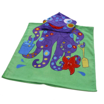Poncho serviette de plage pour enfants 100% coton imprimé